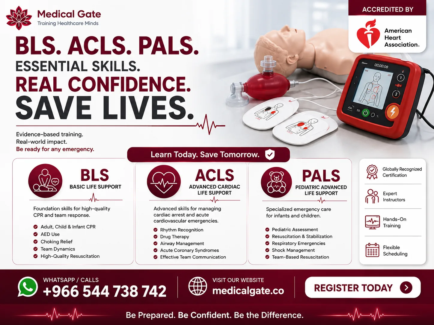 BLS PALS ACLS courses course poster